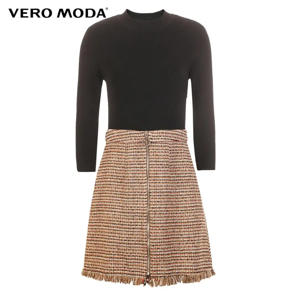 Vero Moda женское OL Стиль сплайсинга шерсть трикотажное платье | 319146509