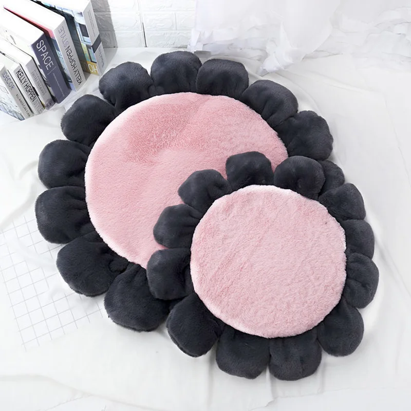 

Super Soft Round Velvet Flower Pet Mat Living Room Bedroom Children's Room Thick Pet Pad