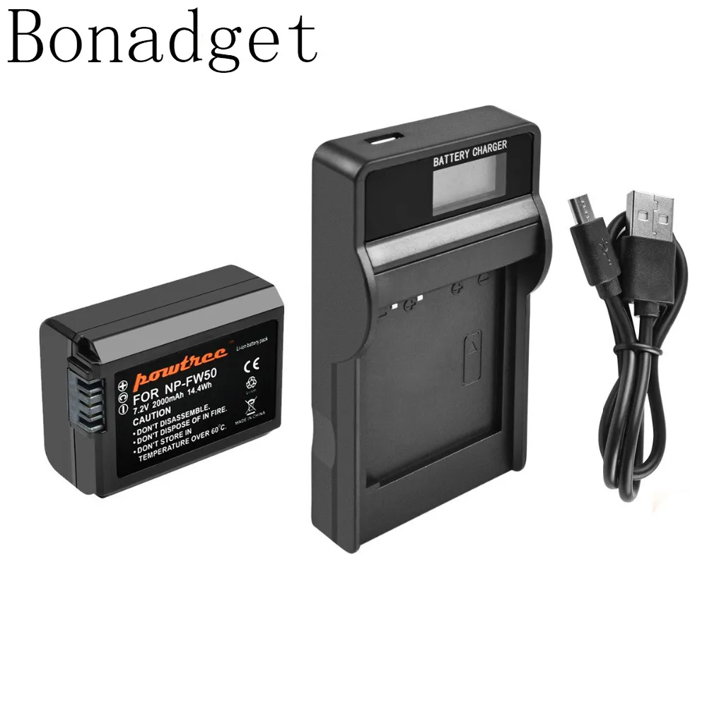 Bonadget 2000 мА/ч, NP-FW50 NP FW50 NPFW50 для sony Камера Батарея для Альфа A3000 A5000 A6000 A6300 A6500 NEX-3 7Rm2 Батарея