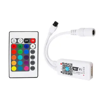 

Mini Wifi Led RGBW Controller + IR 24Key Remote Controller For RGBW LED Strip By Smartphone IOS /Android
