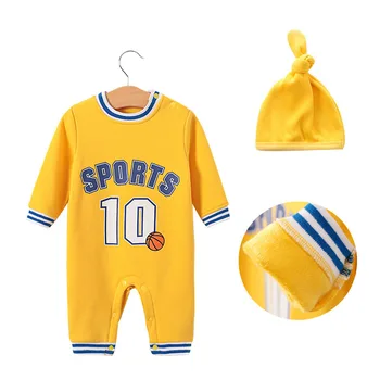 

New Born Baby Boy Girl Clothes Basketball Clothing Newborn Baby Carters Winter Warm Romper Infant Onesies + Hat Jumpsuit Outfits
