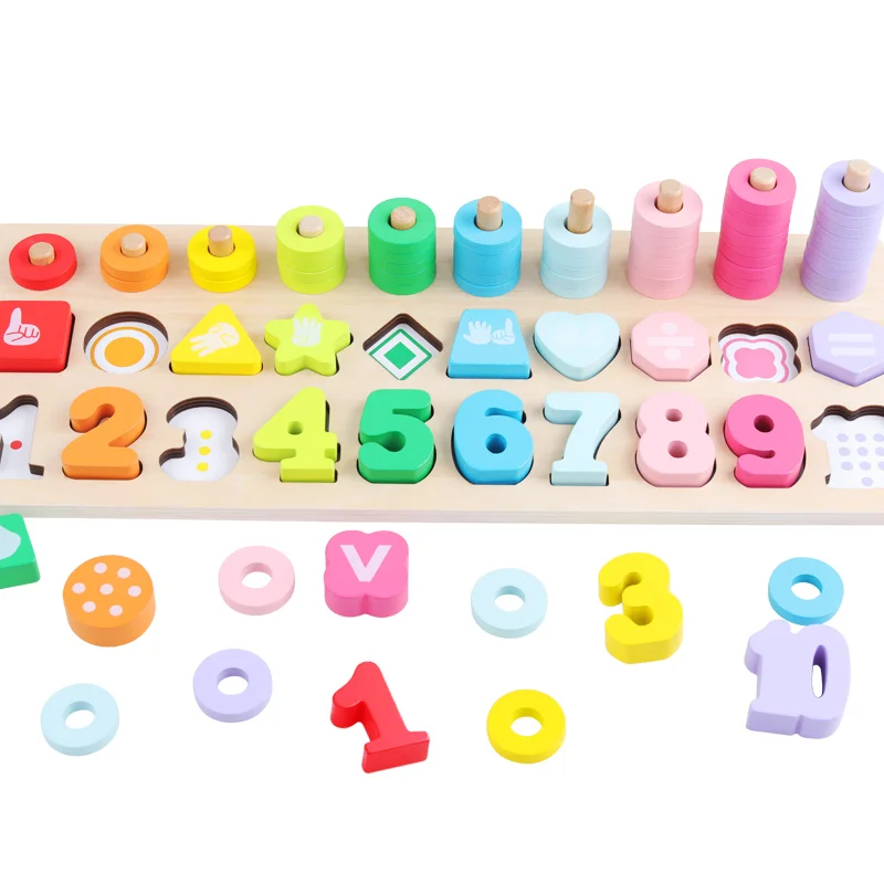 Детские деревянные игрушки montessori математические игрушки подсчета цифровой познание матч Развивающий Пазл игрушки, деревянные игрушки для детей