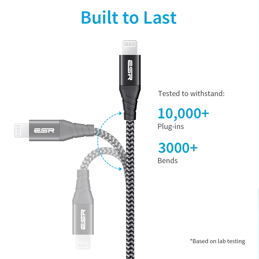 ESR 30 Вт PD кабель USB C к Lightning MFi сертифицированный кабель для быстрой зарядки для iPhone 11 Pro X XR XS Max type C кабель для передачи данных для iPad