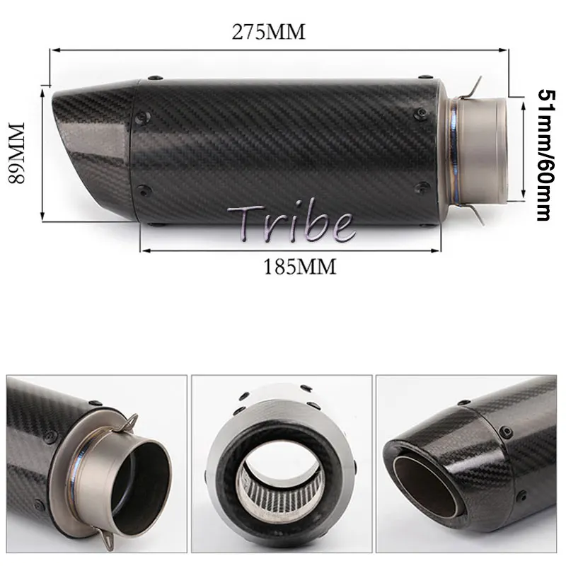 51 мм 60 мм мотоциклетные выхлопные Akrapovic Escape Moto трубы из углеродного волокна титанового сплава глушитель скутер для R25 Z400 GSXR250 Z1000