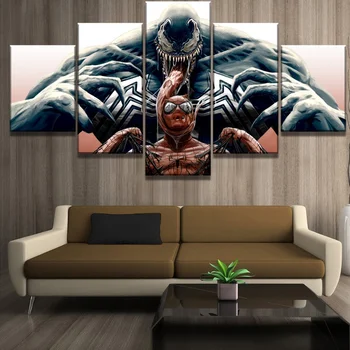 

Wall Art Canvas Painting 5 Piece Canvas Spider-Man And Venom Science Fiction Movie HD Print Wall Art Living Room Decor