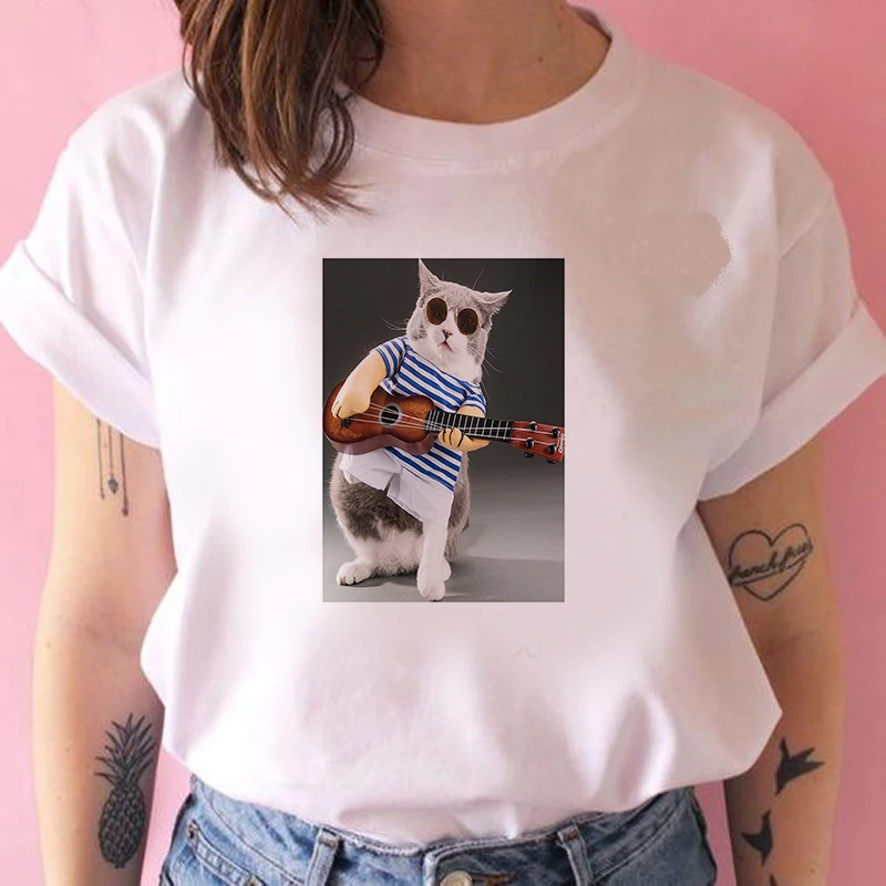 Cut Pet dogs and Cats T shirt Women Summer Casual Harajuku Girl Print Graphic T-shirt Short Sleeve Women Top