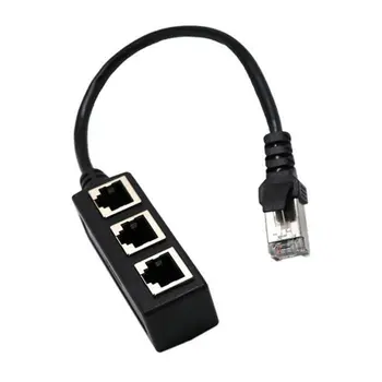

Exquisitely Designed Durable 1 to 3 Port Ethernet Switch RJ45 Y Splitter Adapter Cable Audio WIFI Double for CAT 5/CAT 6 LAN DP