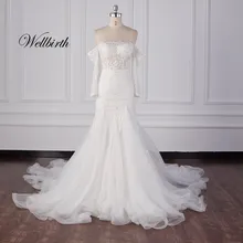 Реальное изображение Wellbirth Vestido de novia свадебное платье русалки без бретелек с открытыми плечами свадебное платье jc038