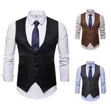 Мужской однобортный жилет с v-образным вырезом спортивный костюм жилет M44