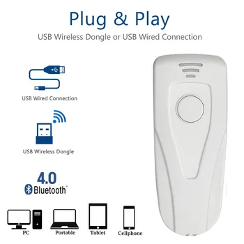 

3-in-1 Bluetooth USB Wired&Wireless 1D Barcode Scanner Bar Code Reader for Windows Mac Android iOS Tablet Computer