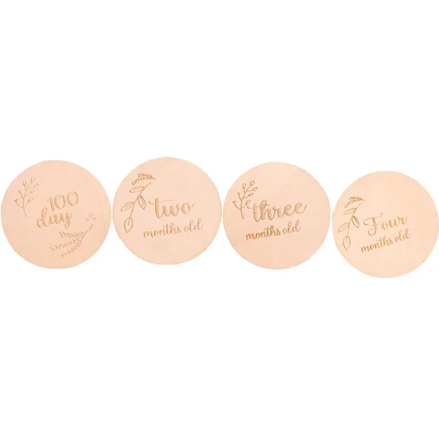 Wooden Baby Month Milestone Card Newborn Birth Month Birthday Milestone Wooden Teether Baby Kids Photography Props Toy Card3