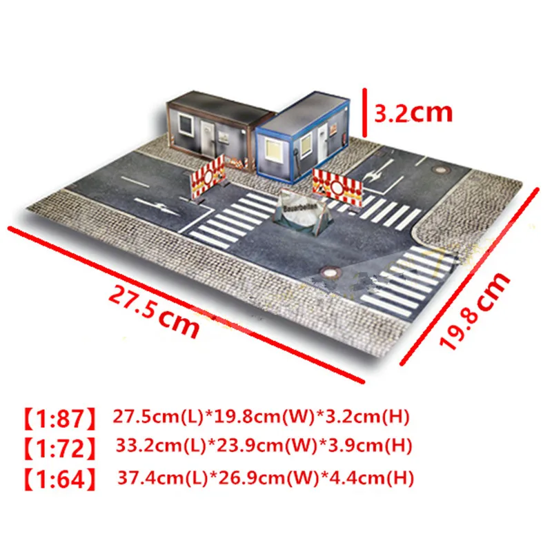 1:87/76/72/64 Scale Street Construction Scene Decoration City Road Paper Model for Sand Table | Игрушки и хобби