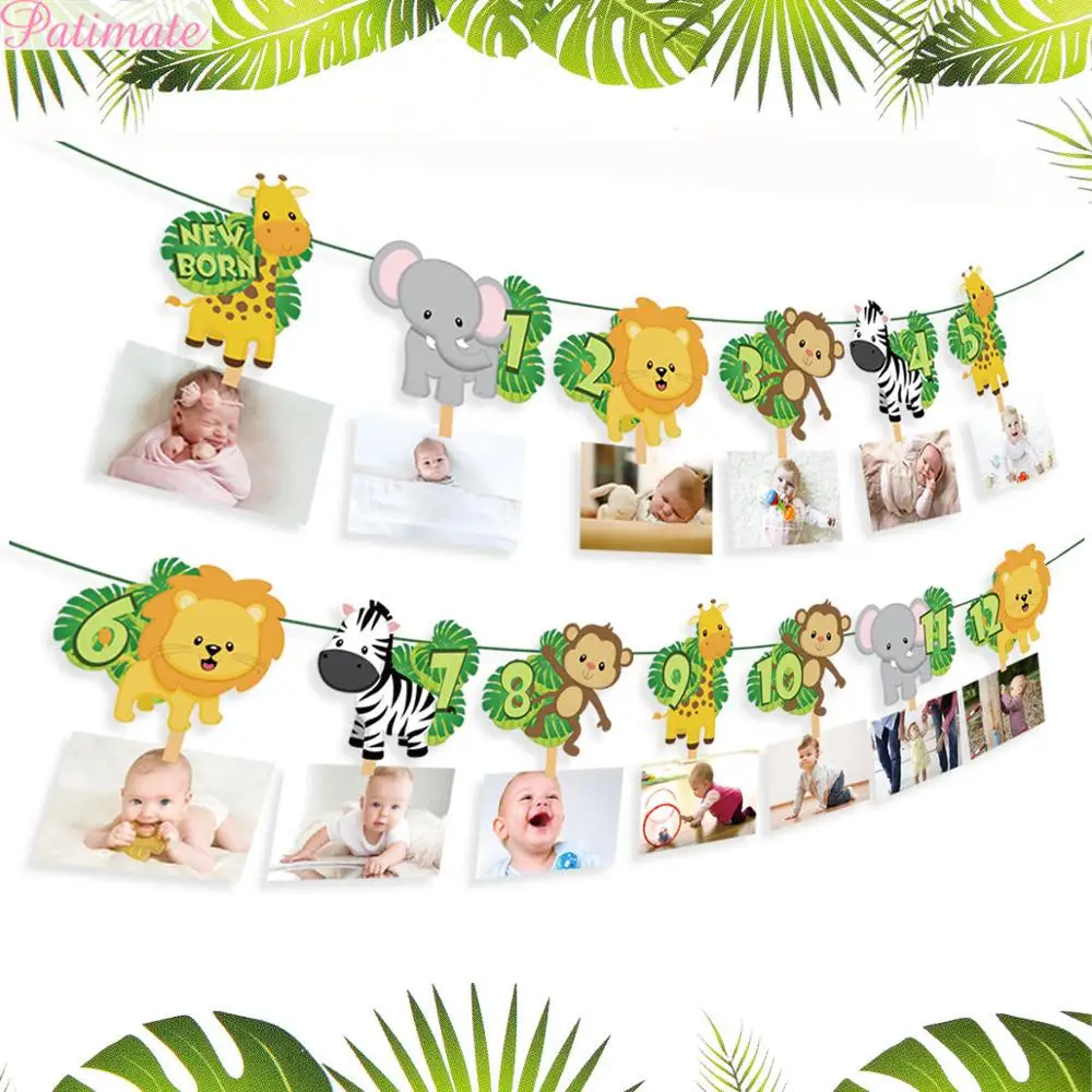 

PATIMATE Animal Banner Happy Birthday Party Decorations Kids 1st Birthday First Birthday Photo Banner Baby Shower Party Supplies