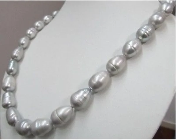 18''9-10 ММ Tahitian серое жемчужное ожерелье 14K