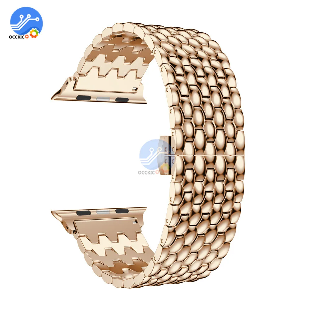 Rose Gold 42mm 38 мм/42 мм ремешок для наручных часов из нержавеющей стали браслет для Apple Watch защитный ремешок металлический Замена - Цвет: Rose Gold 42mm