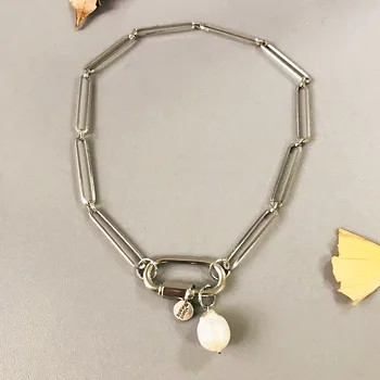 

2020 New Stainless Steel Spiral Button Pendant Necklace Chain Women Short Necklace Punk Charm Jewelry Bohemia Gift