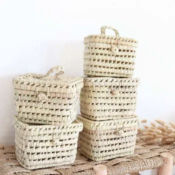 

Handmade Rattan Basket Cute Kids Storage Picnic Handbag Baby Room Nursery Decor Wicker Organizer Bag Neatening Home Decorations