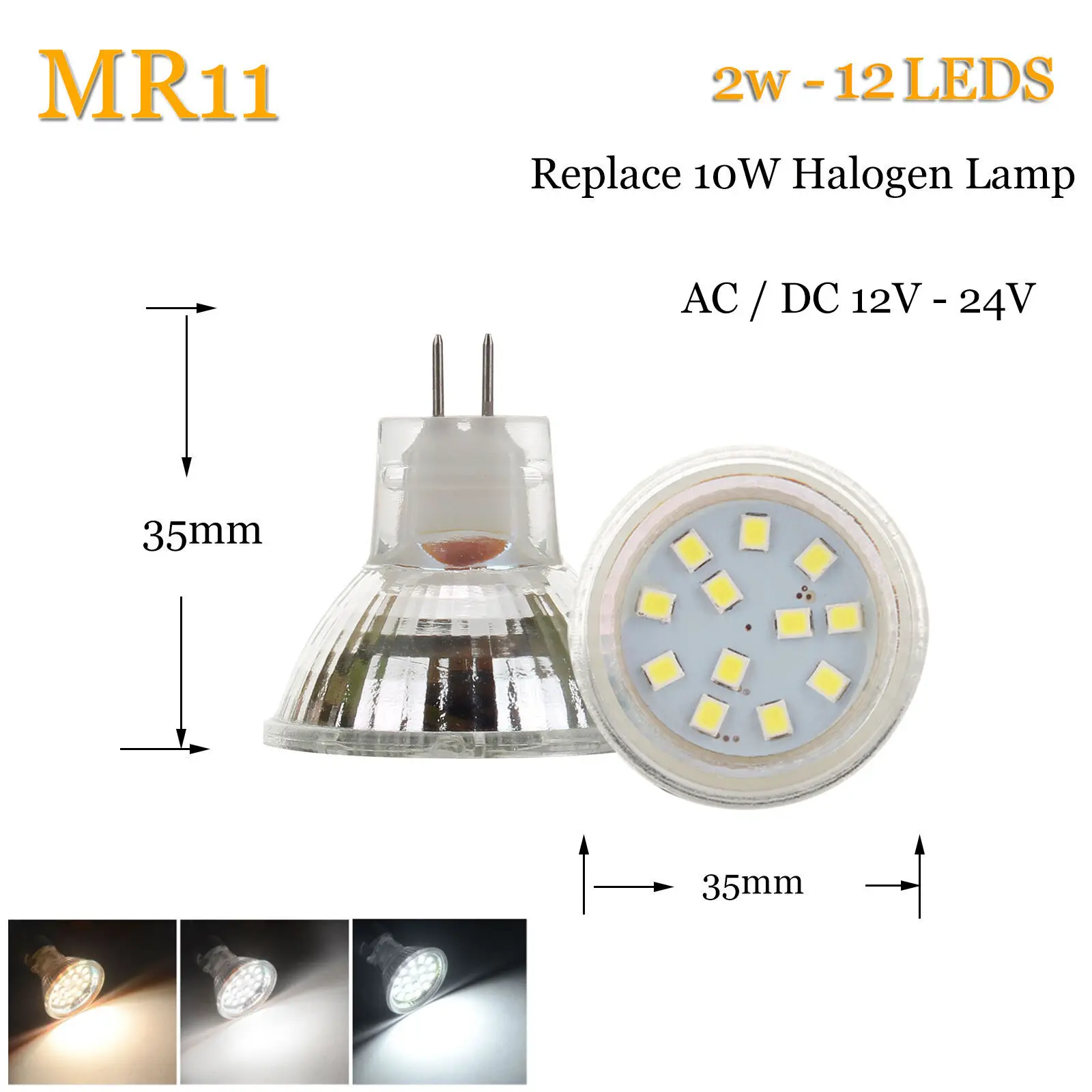 35 мм светодиодный лампочка MR11 GU4 2 Вт 3W 120LM 150LM светодиодный лампочка 2835 SMD теплый холодный нейтральный белый AC/DC12V-24V лампа замена галогенного освещения