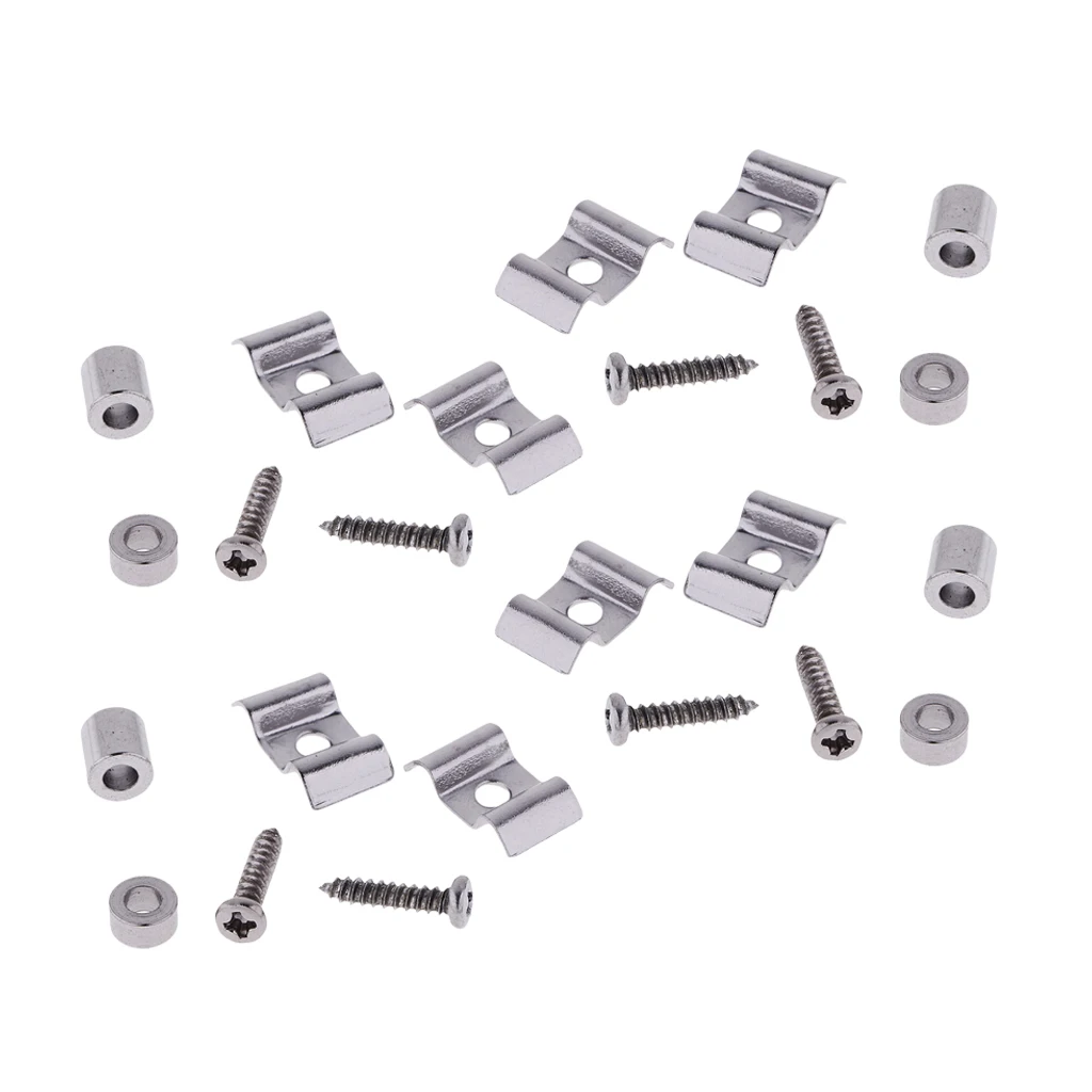 4 Pairs Guitar Roller String Tree Guide Retainer for ST SQ Guitar Electric Guitar Parts Instrument Accessories - Silver 