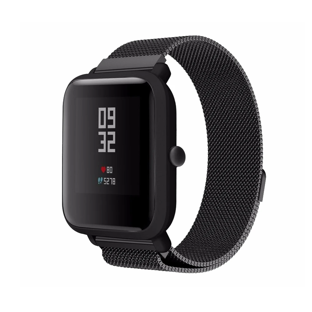 4in1 Smartwatch Accessories For Xiaomi Huami Amazfit Bip Strap Stainless Steel Bracelet Magnet With Plating Case Protector Film