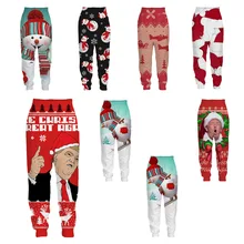 Штаны Рождество для мужчин и женщин Дональд Трамп 3D принт аниме Снеговик хип хоп Улица Свободные повседневные спортивные фитнес эластичные штаны C083