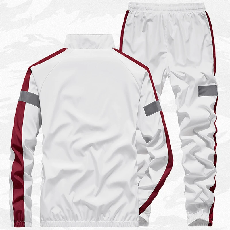 Cena Nowy dres mężczyźni dwuczęściowy odzież ustawia Casual kamizelka odblaskowa + spodnie męskie odzież sportowa spodnie joggingowe dresy mężczyzna dres