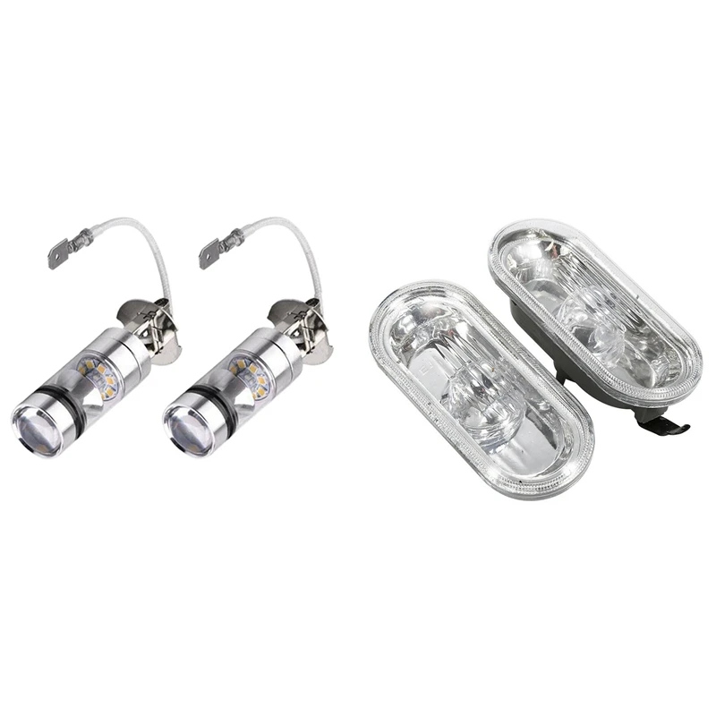 2Pcs 6000K White LED H3 100W 2323 Car Fog Light Bulb DRL &amp Side Marker Turn Signal for SEAT Leon 2000-2006 | Автомобили и