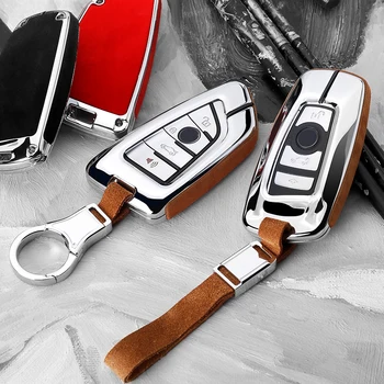 

For BMW 1 Series 3 Series 6 Series 7 Series X3 X4 GT 520 525 530 Blade Keycase Galvanized Alloy Suede panel Car Key Cover Case