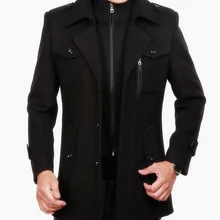 Осеннее и зимнее пальто с лацканами, мужское шерстяное пальто средней длины с двойным воротником, твидовая ветровка, Мужское пальто