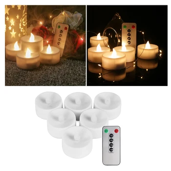 

6PCS Remote Control Smokeless Electronic Candle Colorful Romantic Electronic Candle Light without Battery for Home