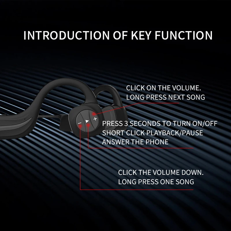 Earphone Bluetooth Wireless Headset Bone Conduction Headphone Sports Waterproof Earbuds Suitable For All mobile phones