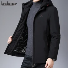 Первоклассная модель года, зимние модные брендовые мужские пуховики с капюшоном, Корейская уличная одежда, пуховые пальто, Теплая мужская одежда на утином пуху