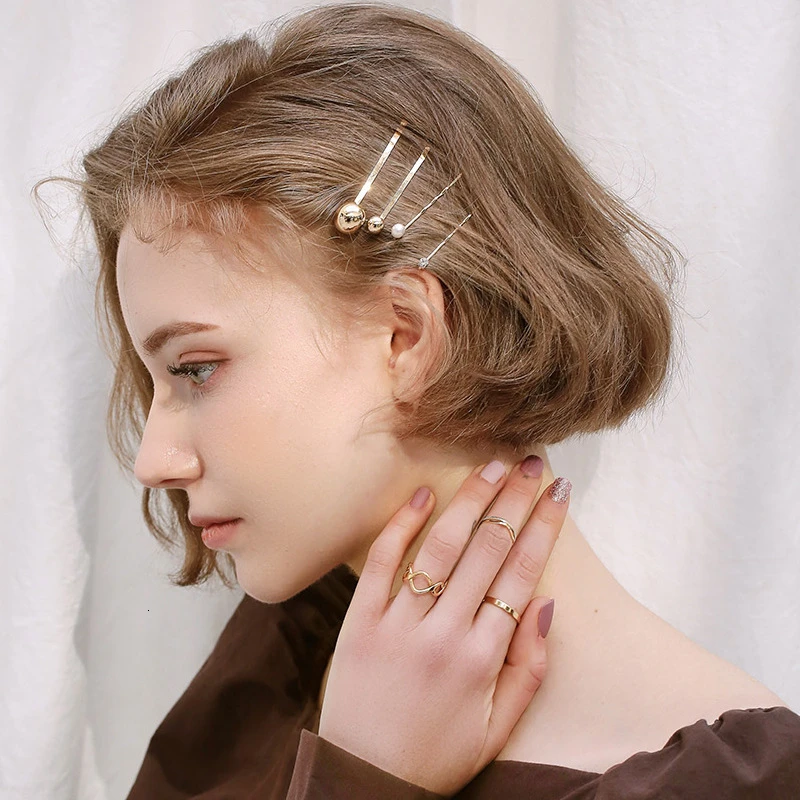

Simple Daily Small Pearl Flower Circle Gemstone Head Clip Gorgeous Women Glitter Hair Accessories Elegant Girl Barrette