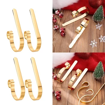 

BMBY-Christmas Stocking Holders Hooks Fireplace Mantel Hangers Metal Hanging Hanger Clips for Christmas Party Decoration