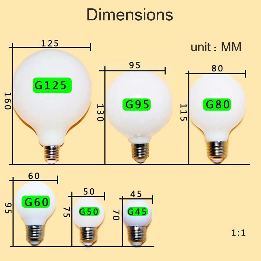 

AC 85-265V LED DragonBall Light Bulb Energy-saving Wide Voltage Eye Protection G80 Milky White Glass Ball-shaped Home Lighting