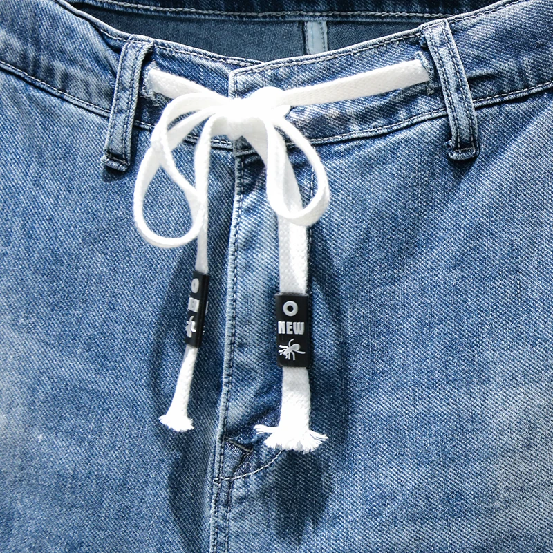 Low Price Fashion blue men's man harem pants autumn elastic stretch Slim feet waist trousers Lace-up slim fit pants jeans  Solid Long Jean