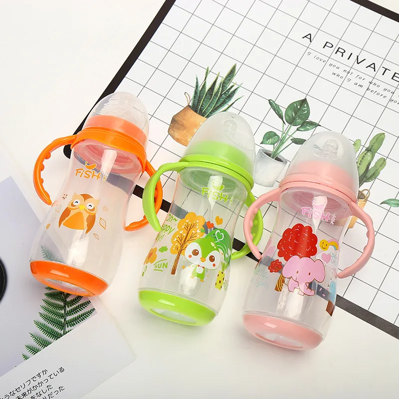 

Pp Wide Mouth Transparent Feeding Bottle Arc Shatter-resistant with Handle Feeding Bottle 350ml Large-Volume Feeding Bottle