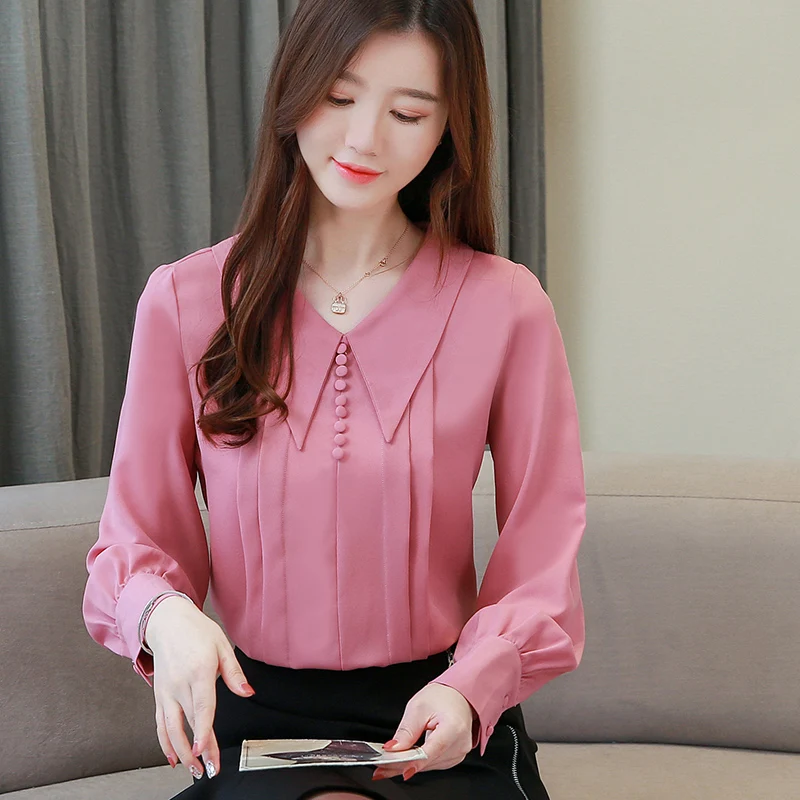 

Womens Tops and Blouses Chiffon Blouse Women Long Sleeve Shirts Korean Blusas Femininas Elegante Plus Size XXL Ladies Tops