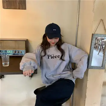 

Women's Sweatshirts Japanese Harajuku Ulzzang Retro Lazy Wind Loose Printed Sweatshirt Female Korean Kawaii Clothing For Women