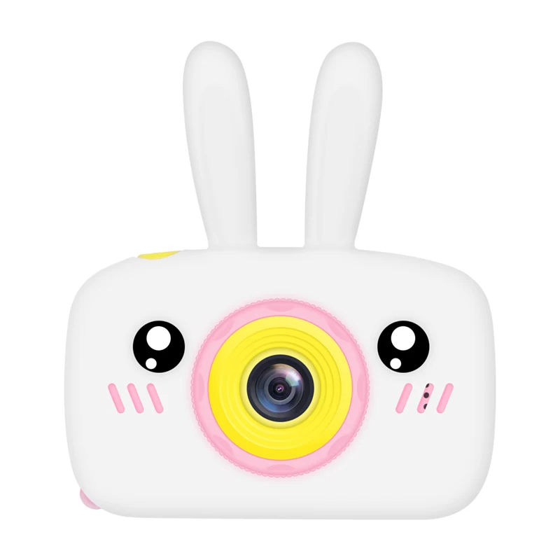 Детская Мини Цифровая видеокамера, игрушки для детей, подарки на день рождения, 1080 P, фото, профессиональная видеокамера, Tele Camaras - Цвет: Bunny White