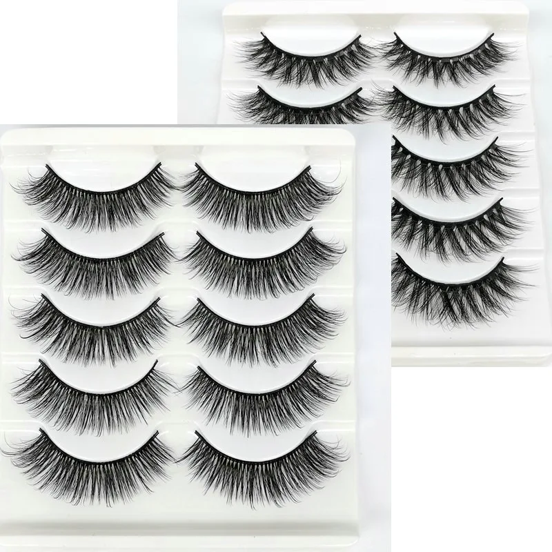 

3D Mink Eyelashes 5-Pack Models Natural Thick Soft Stereo Multilayer Densely Eyelash Extension Wholesale Lashes