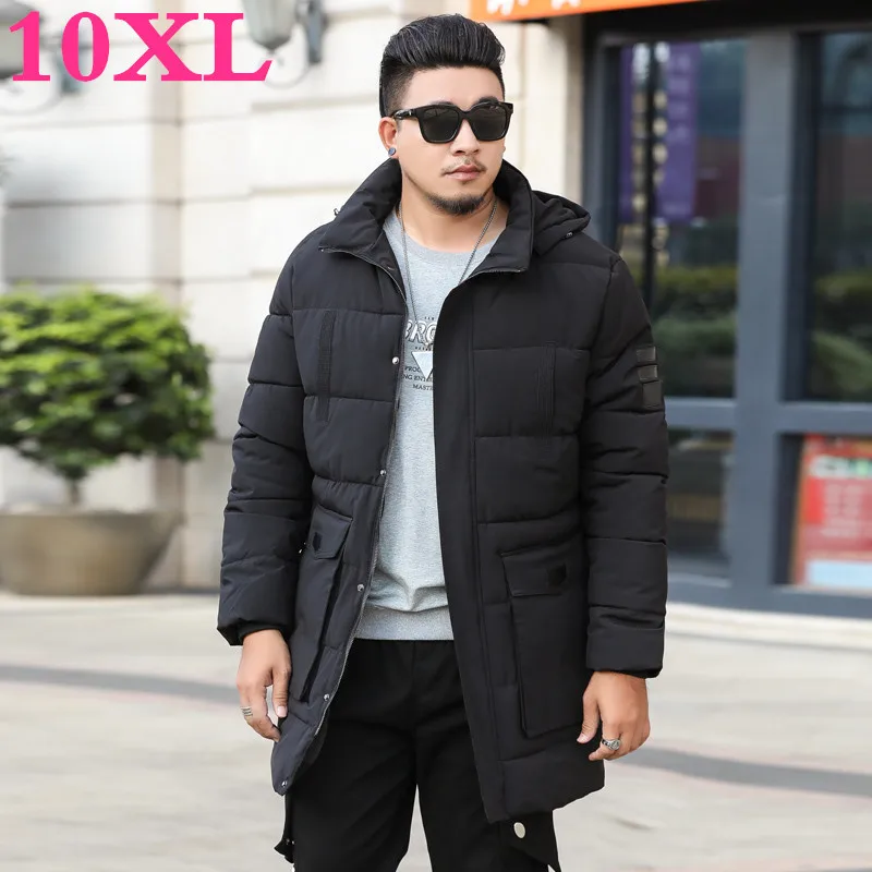 Парка для мужчин размера плюс 10XL 9XL 8XL новая зимняя куртка с капюшоном длинная