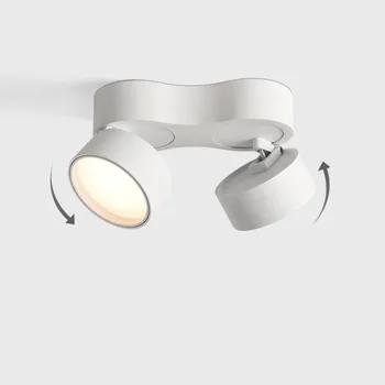 

30W Dimmable COB Surface mounted Round Downlight double head angle adjustable lamp spot light corridor aisle porch led light