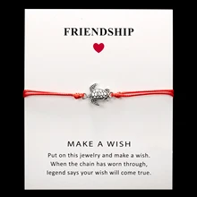 Модный парный браслет с сердечком, набор с открыткой для сообщений, тканый регулируемый браслет для женщин, лучшие друзья, браслет на длинные дистанции