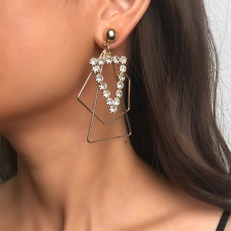 

Trendy Earrings For Women Geometric Triangle And Irregular Shape Pendant Shining Decoration Asymmetrical Drop Earrings Female