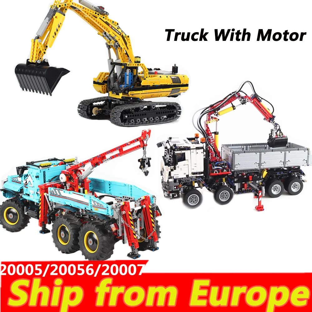 

lepinblocks king 20005 20056 20007 Technic building blocks 8043 42070 3245 Electric power Brick Motor RC Truck Toy Christma gift