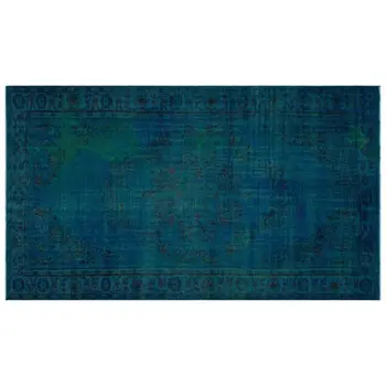 

Handmade Turquoise Vintage Overdyed Turkish Area Rug 185x313 Cm-6'1''X10'3''
