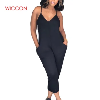 

Plus Size Rompers Women Jumpsuit Summer Overalls Ladies Elegant Spaghetti Strap V Neck One Piece Sexy Bodycon Jumpsuits