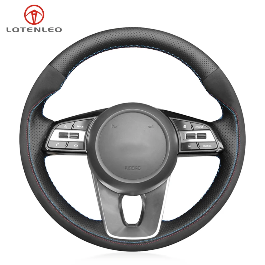 LQTENLEO Black Genuine Leather Suede Steering Wheel Cover For Kia K5 Optima 2018 2019 Sportage 3 Forte Ceed Ceeɽ 2017-2019 |