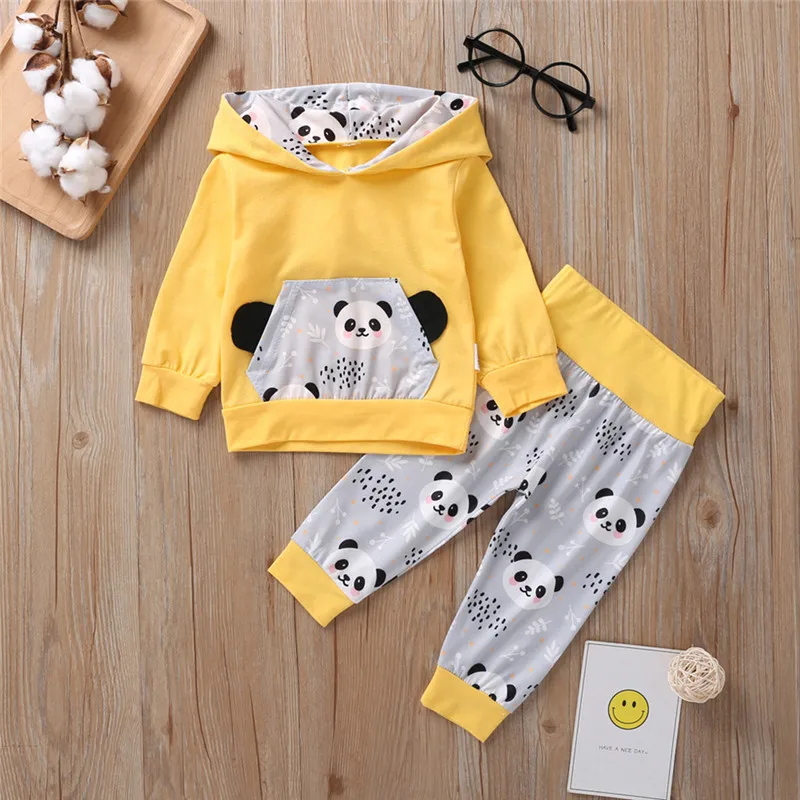 baby clothes Infant Baby Boys Girls Cartoon Pullover Hoodie T-shirt Tops+Pants Outfits Sets ubranka dla niemowlat #4N14 (3)
